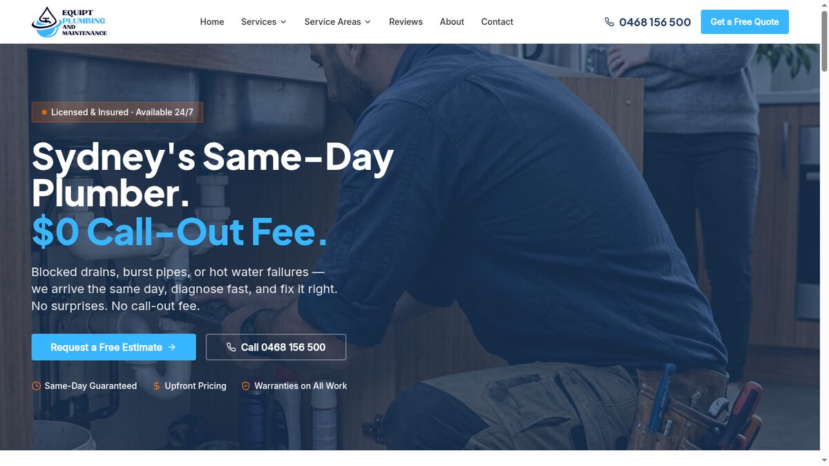Plumbing website screenshot