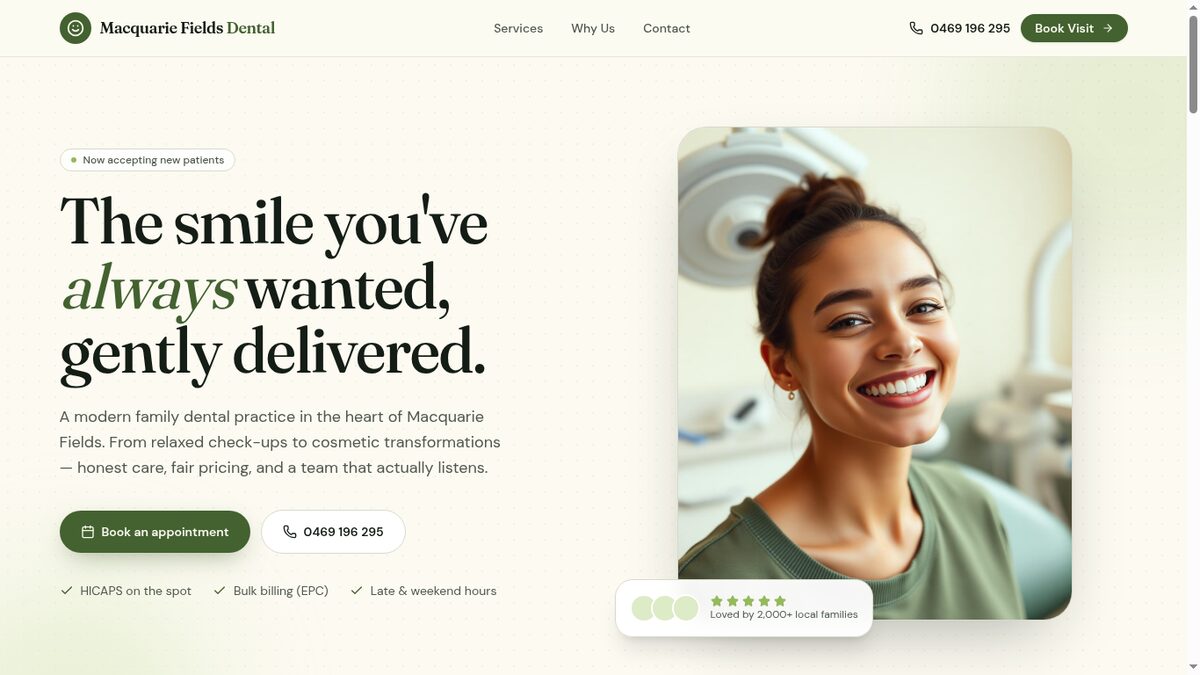 Dentistry website screenshot
