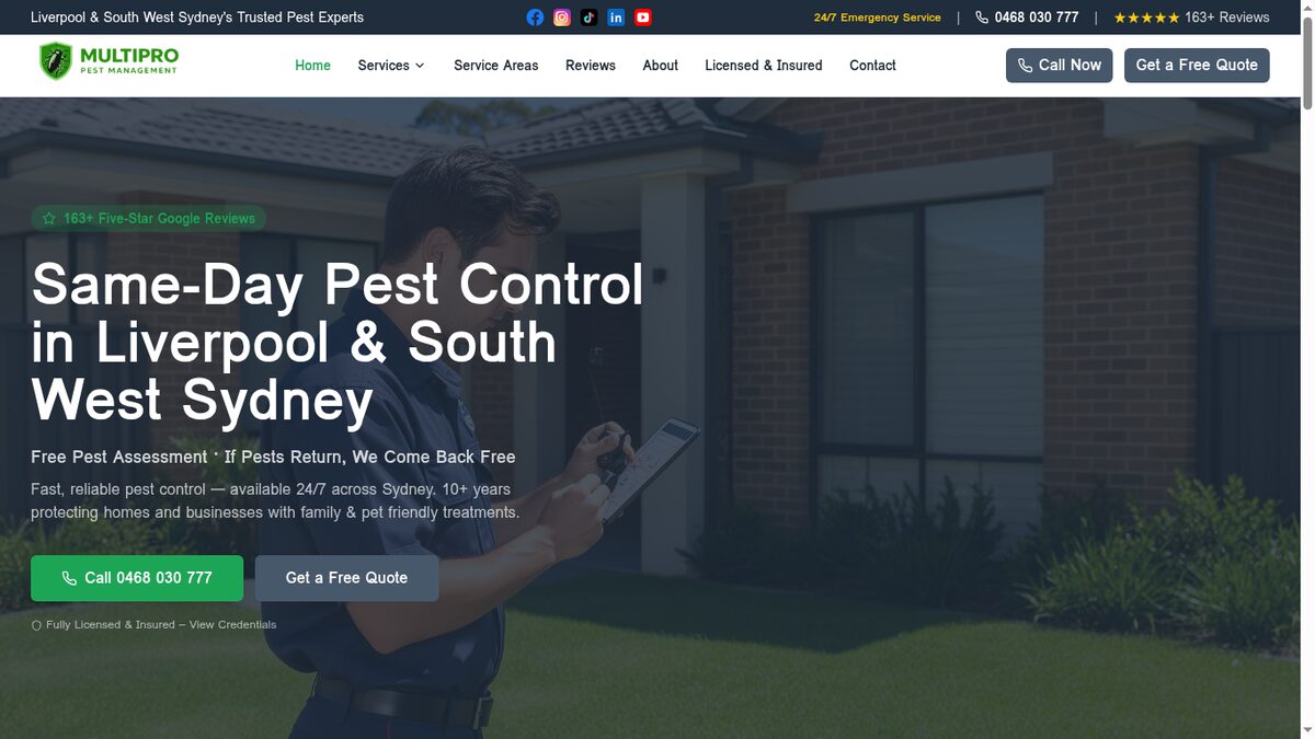 Pest Control website screenshot