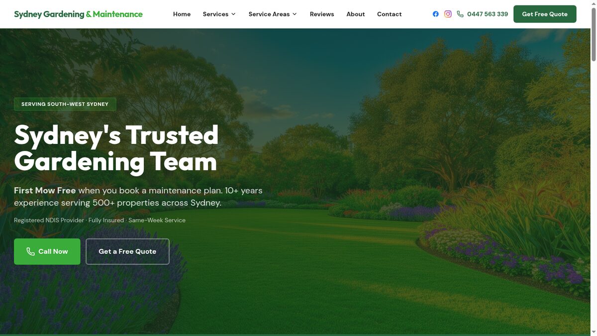 Landscaping & Gardening website screenshot