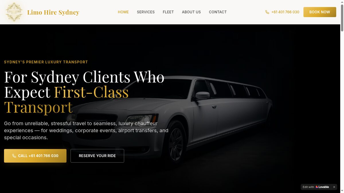 Chauffeur & Transport website screenshot